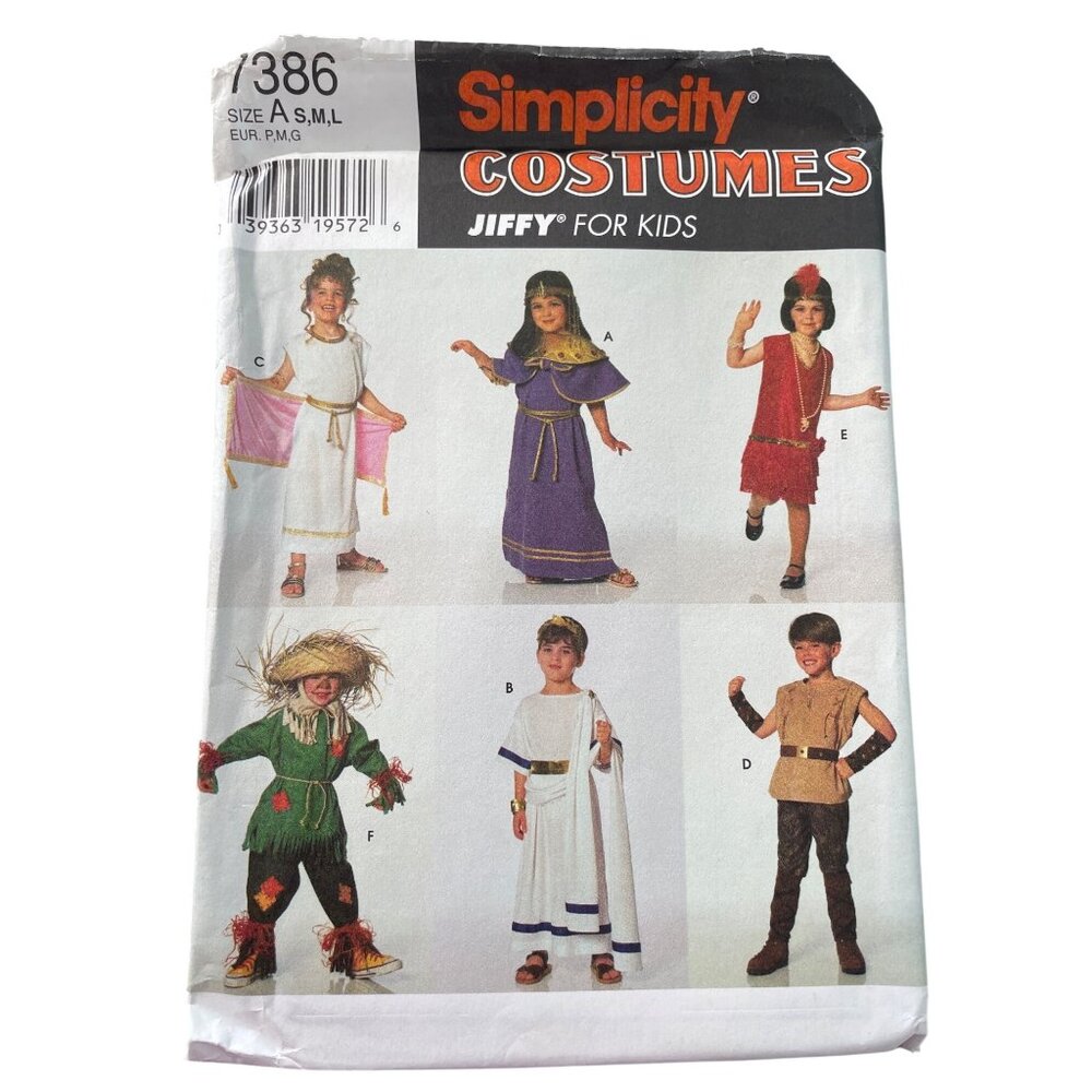 90s Simplicity 7386 Jiffy Child Costume Pattern Sizes Small-Large Vintage UNCUT